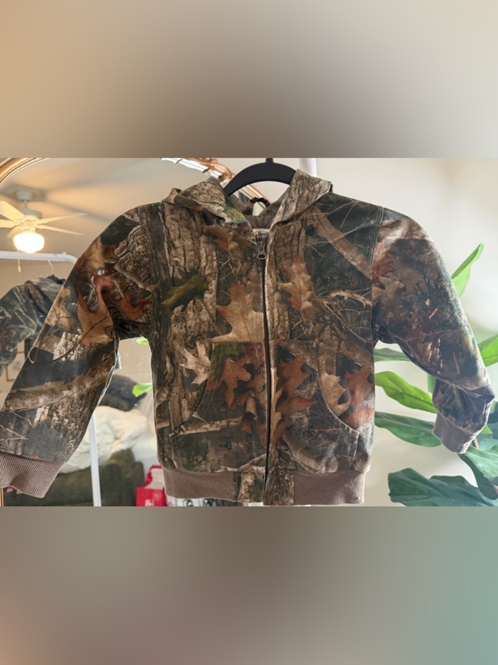 Bass Pro Shops Kids Camo Hooded Zip-Up Jacket - Brown/Green